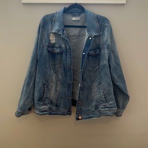Distressed jean jacket